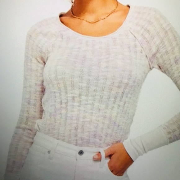 NWOT Free People pink & white tie dye long sleeve shirt - Picture 3 of 3